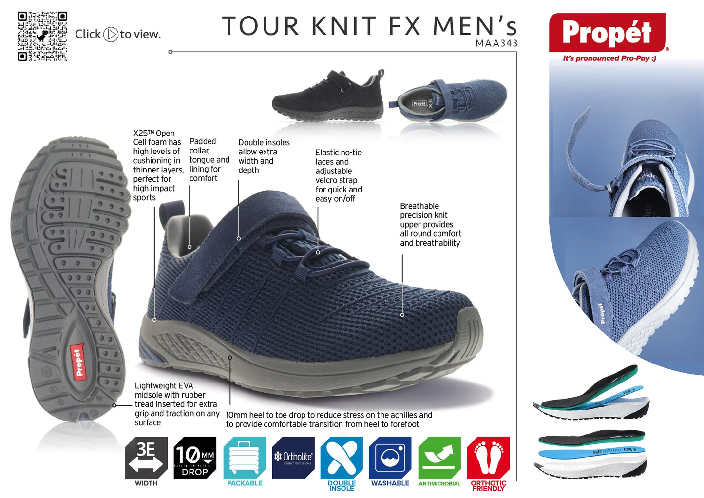 PROPET Tour Knit FX Mens - Black