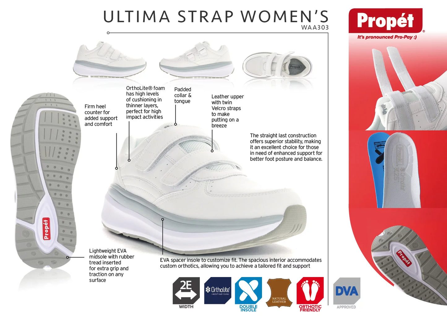 PROPET Ultima Strap Womens - White