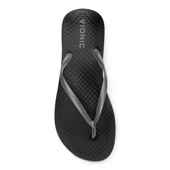 VIONIC Noosa Flip Flops - Black/Pewter